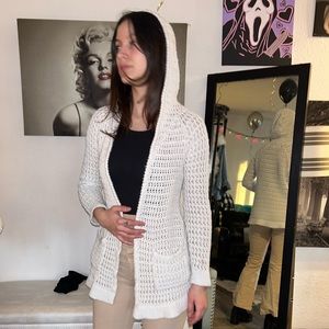 Crème Knitted long cardigan